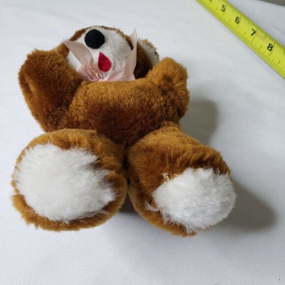 CUTE Vintage Christmas Brown Teddy Bear Plush Tree Ornament Stuffed Animal 6" - Picture 10 of 10